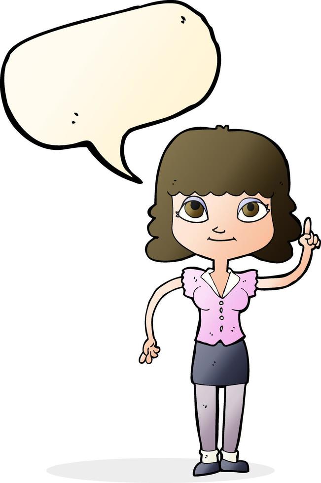 cartoon woman with idea with speech bubble vector
