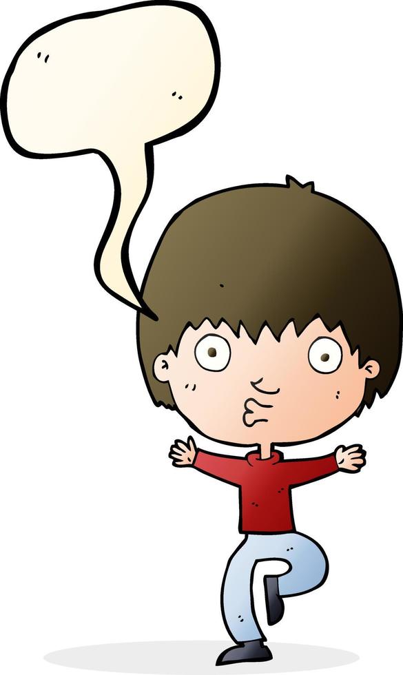 cartoon excited boy with speech bubble vector