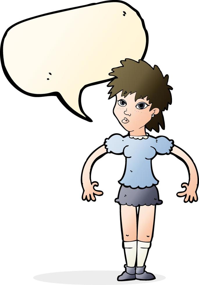 cartoon curious woman with speech bubble vector