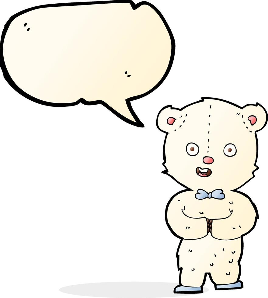 cartoon teddy polar bear with speech bubble vector