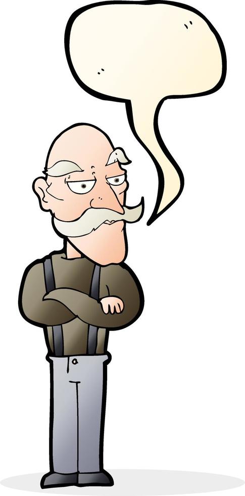 cartoon bored old man with speech bubble vector