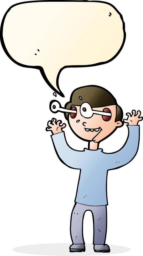 cartoon man with popping out eyes with speech bubble vector