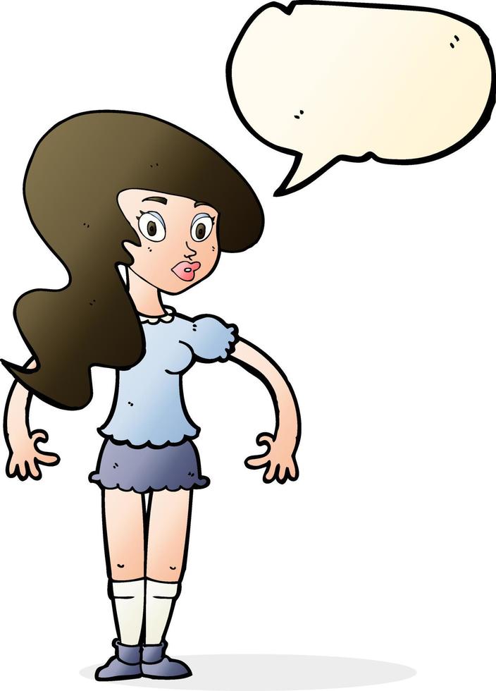 cartoon pretty woman with speech bubble vector