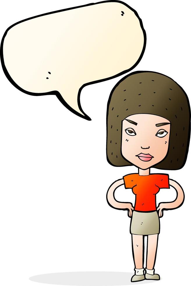 cartoon annoyed woman with speech bubble vector