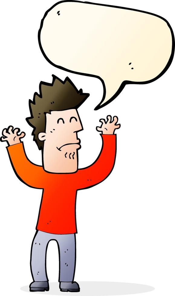 cartoon stressed man with speech bubble vector