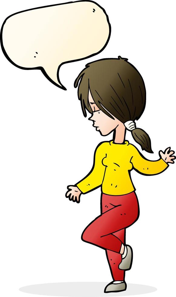 cartoon girl dancing with speech bubble vector