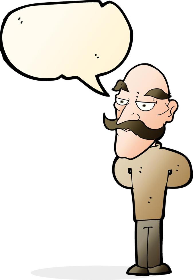 cartoon old man with mustache with speech bubble vector