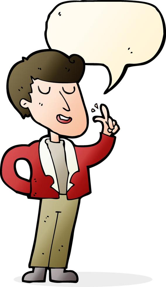 cartoon cool guy snapping fingers with speech bubble vector