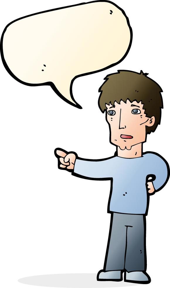 cartoon pointing man with speech bubble vector