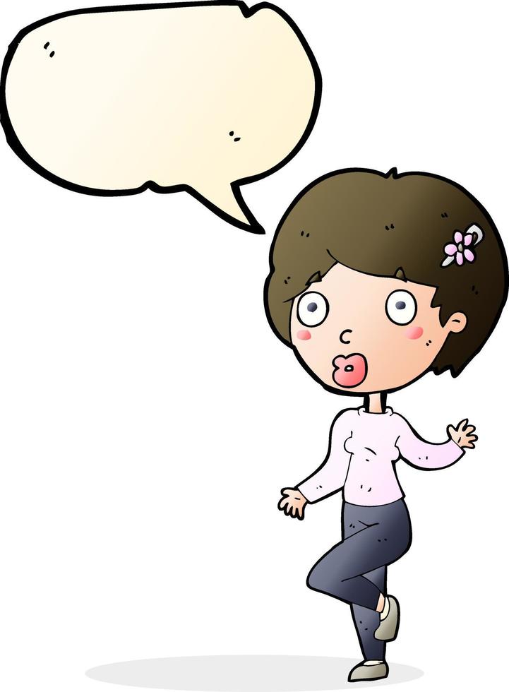 cartoon surprised woman with speech bubble vector