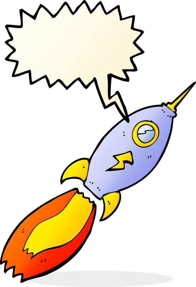 cartoon rocket with speech bubble vector