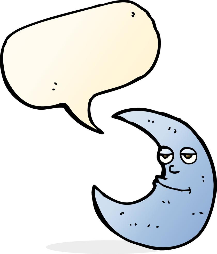 happy cartoon moon with speech bubble vector