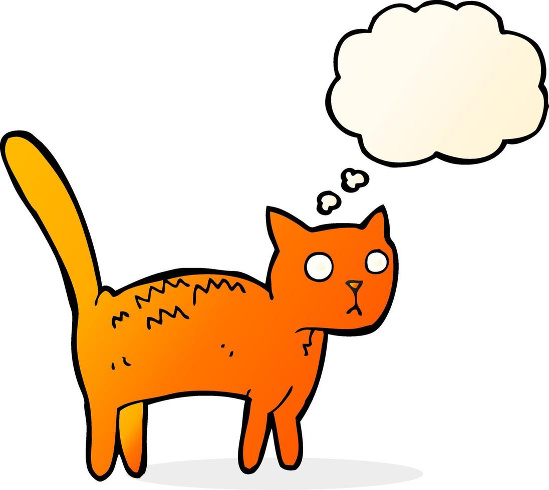 cartoon frightened cat with thought bubble vector