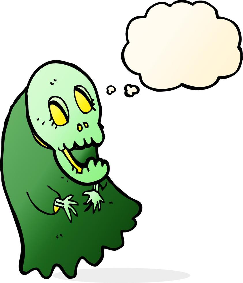 cartoon spooky ghoul with thought bubble vector