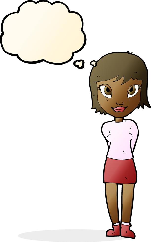 cartoon pretty girl with thought bubble vector