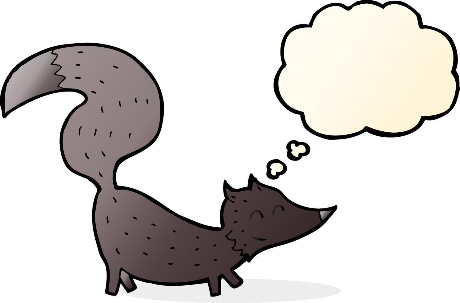 caricatura, pequeño, lobo, cachorro, con, burbuja del pensamiento vector