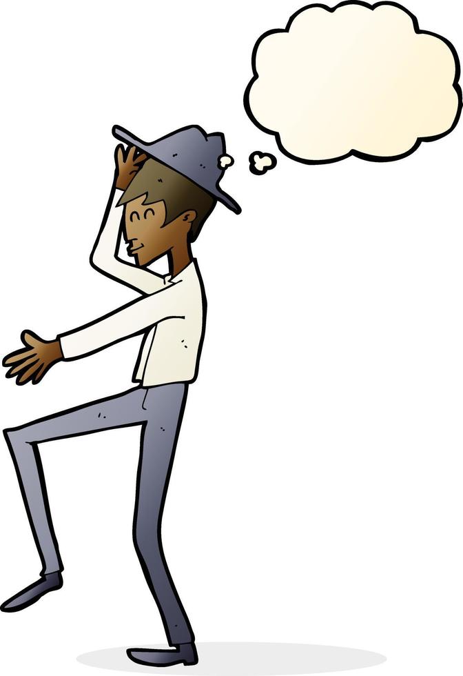 cartoon fashionable man with thought bubble vector