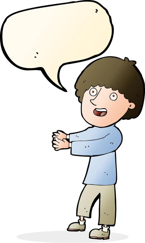 cartoon happy man showing with speech bubble vector