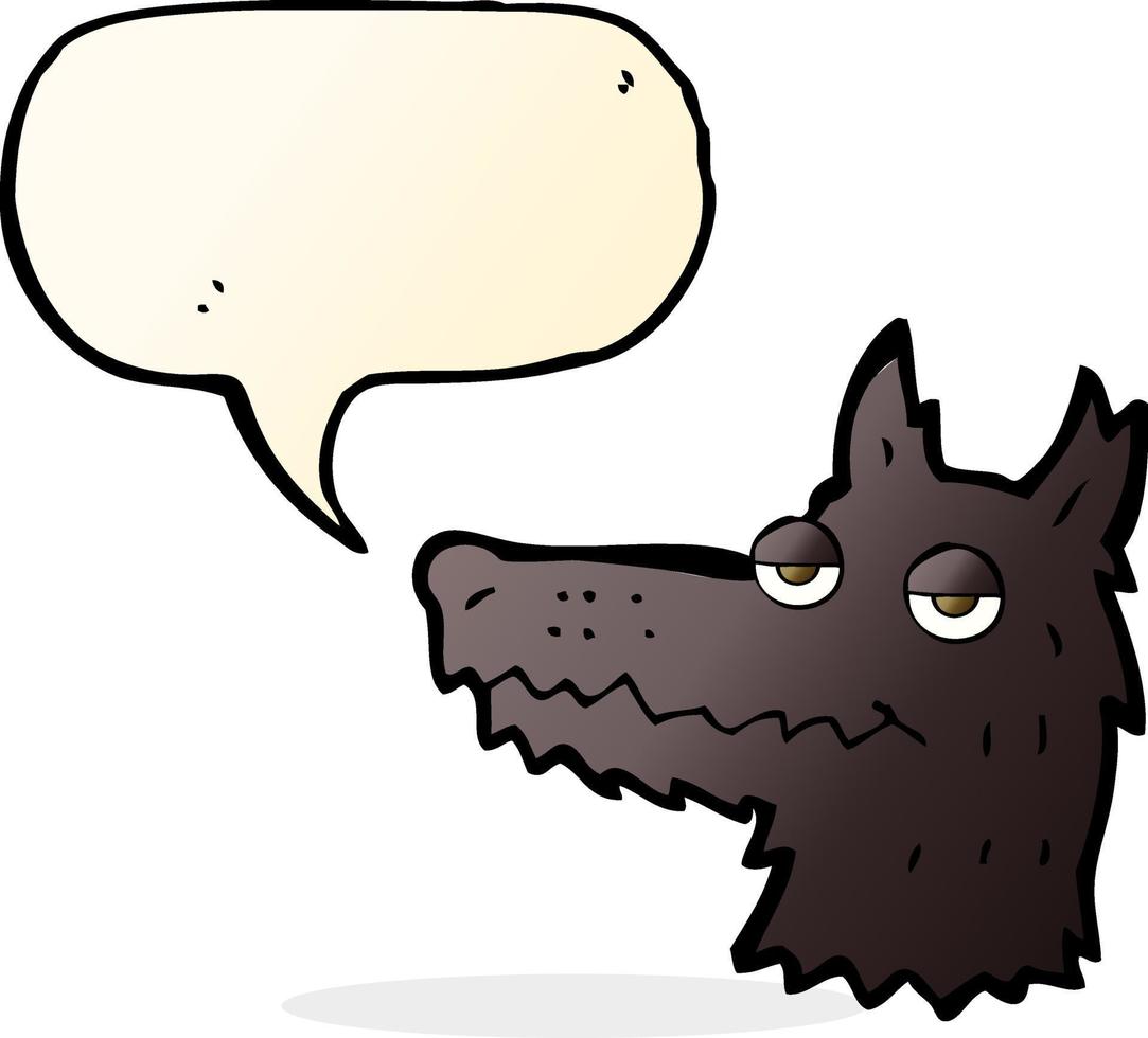 cartoon wolf head with speech bubble vector