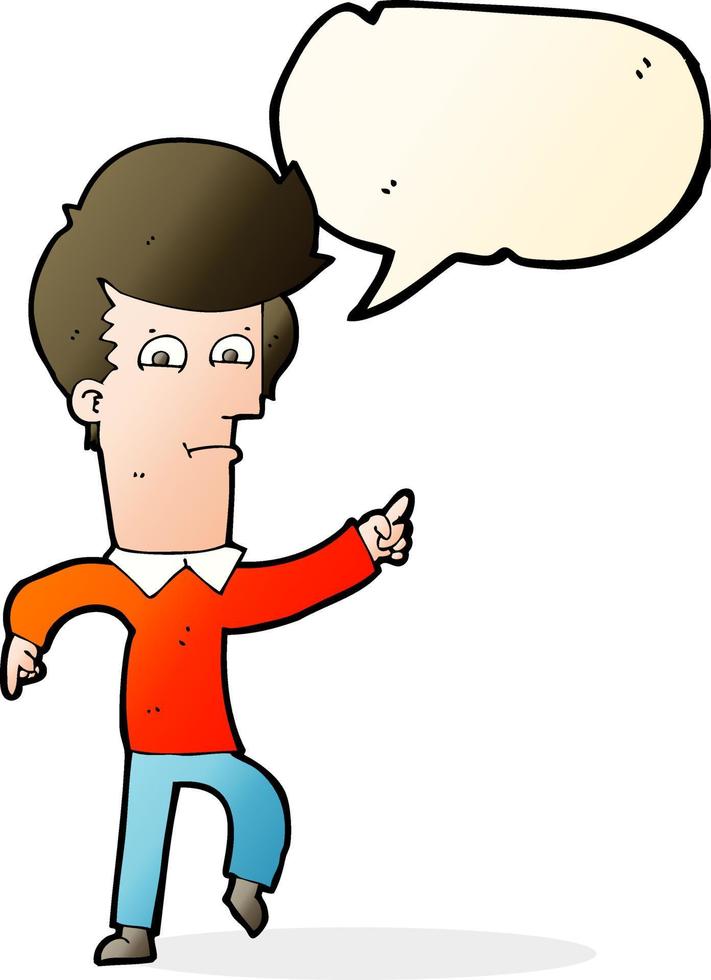 cartoon man pointing with speech bubble vector