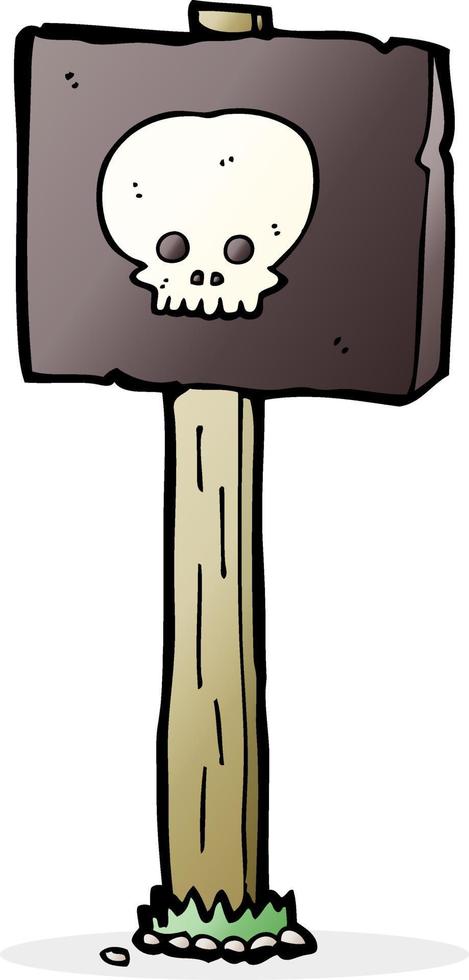 cartoon spooky skull signpost vector