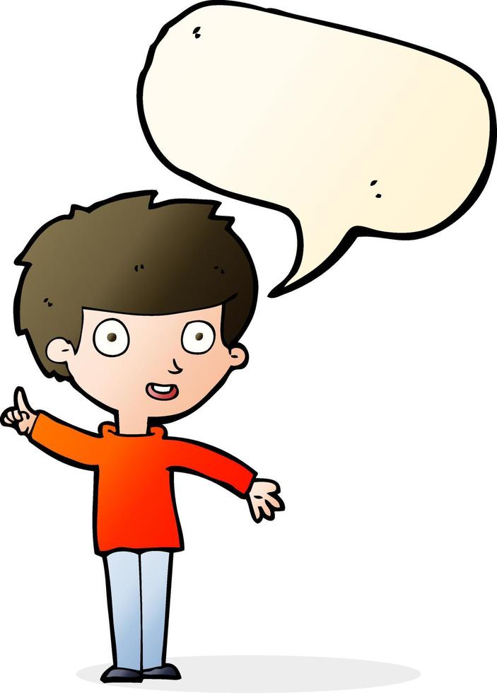 cartoon boy with idea with speech bubble vector