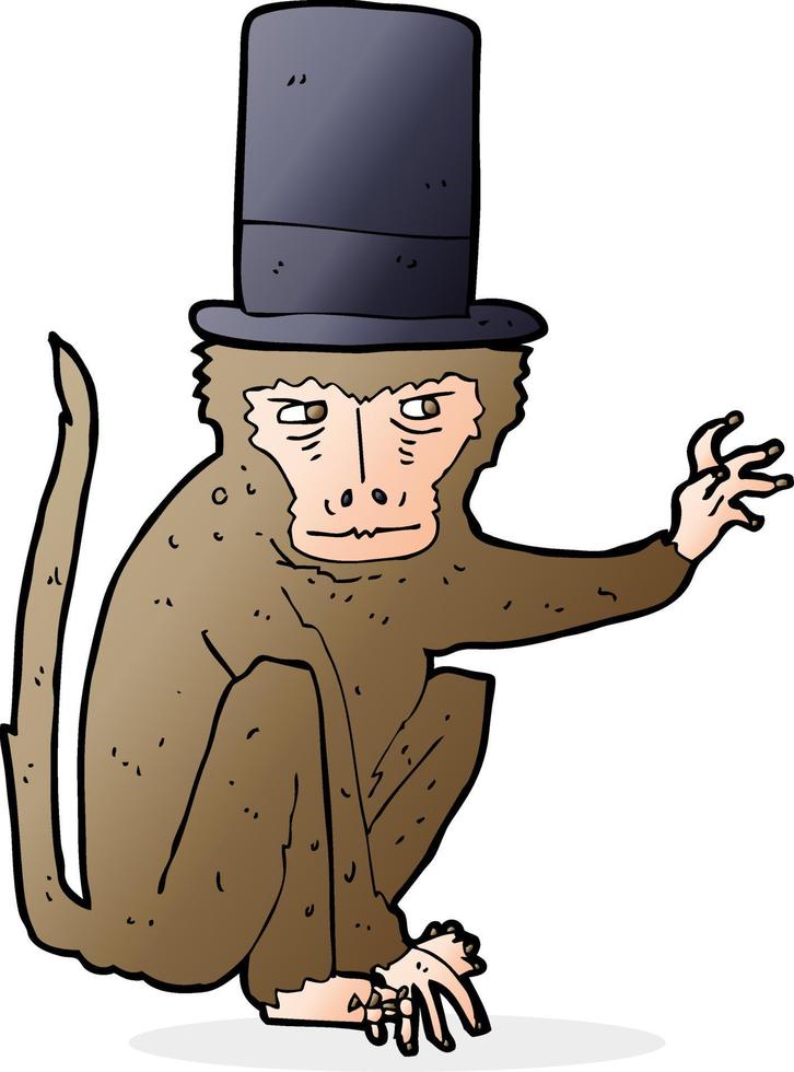 cartoon monkey wearing top hat vector