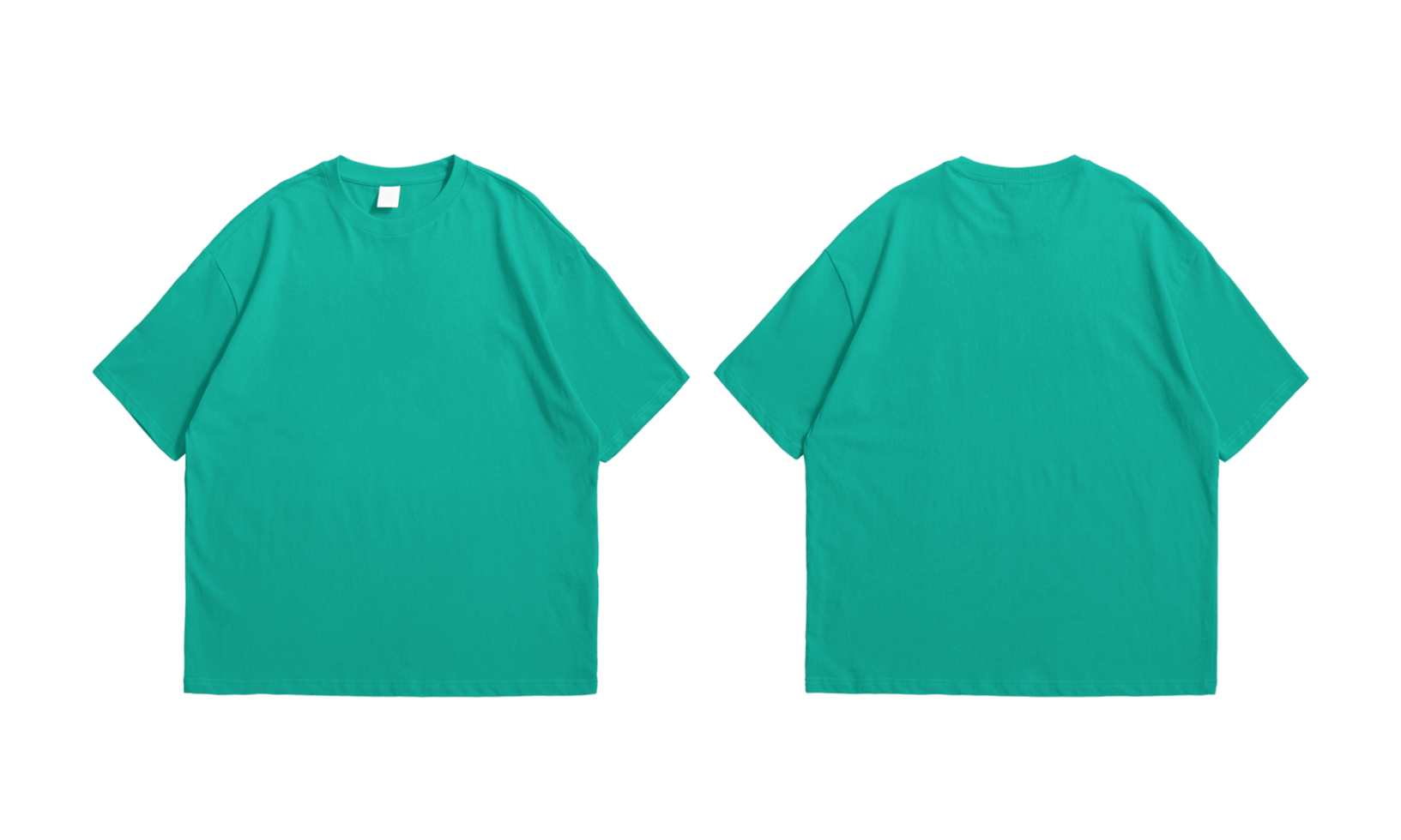 Oversize teal t-shirt front and back background transparent png