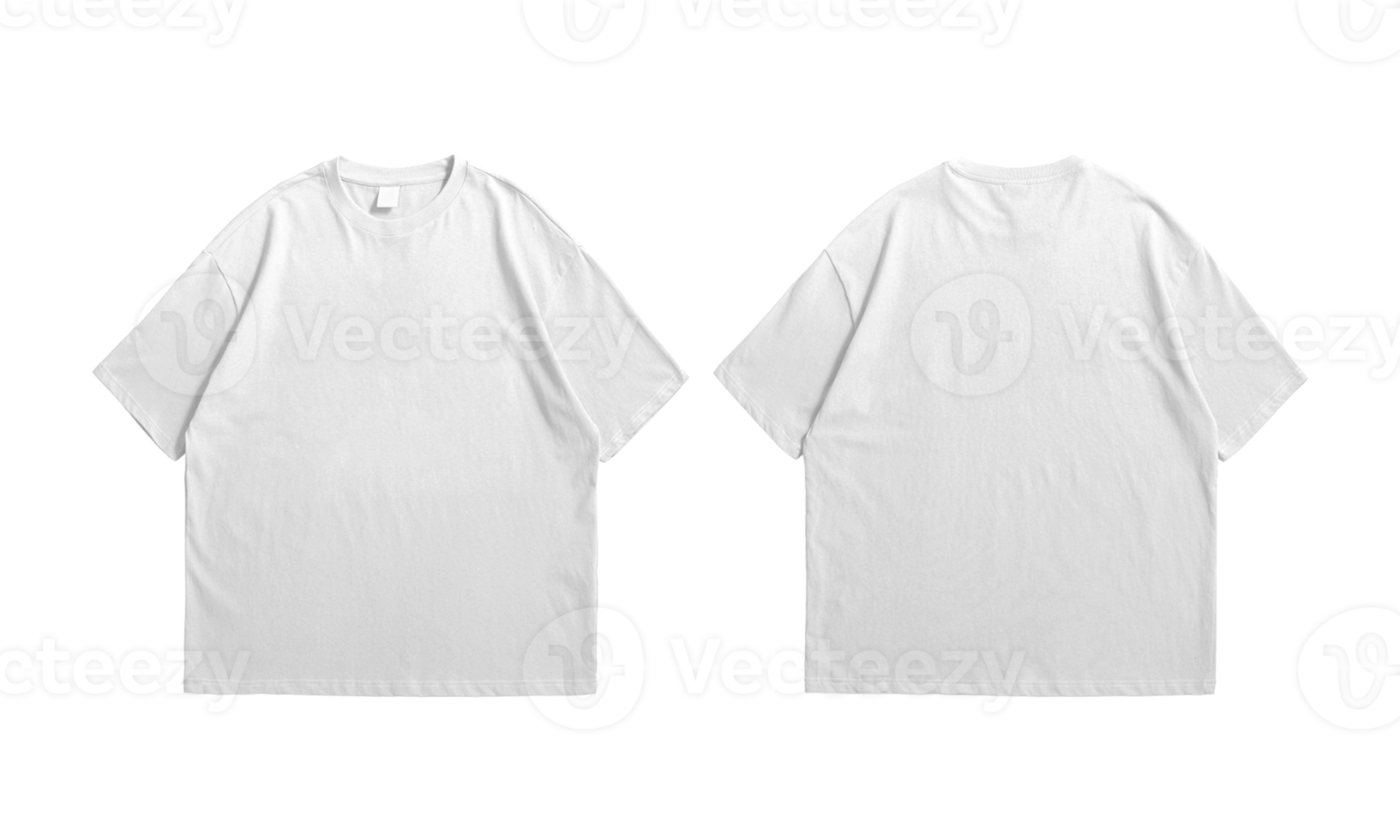 Oversize white t-shirt front and back background transparent png