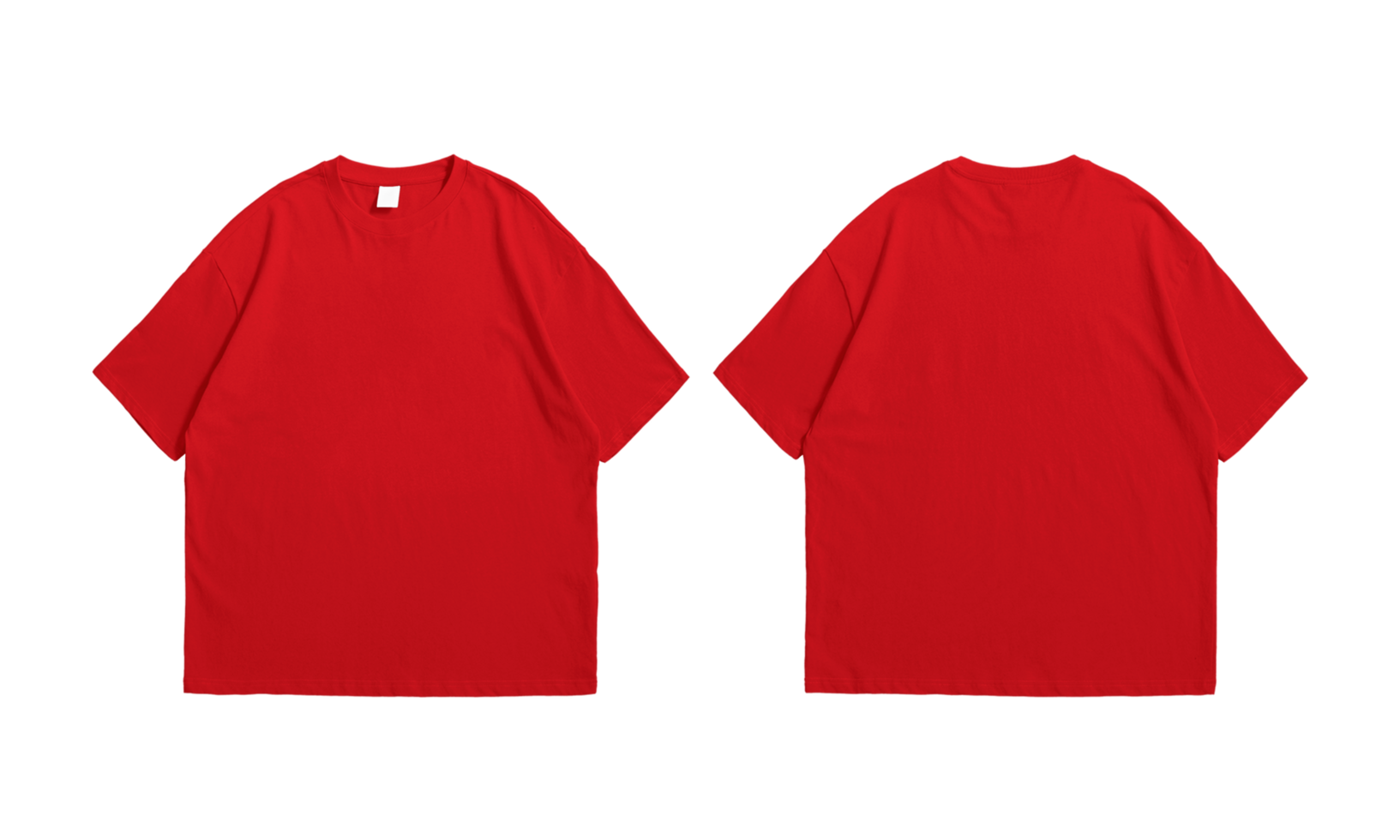 Übergroßes rotes T-Shirt Vorder- und Rückseite transparent png