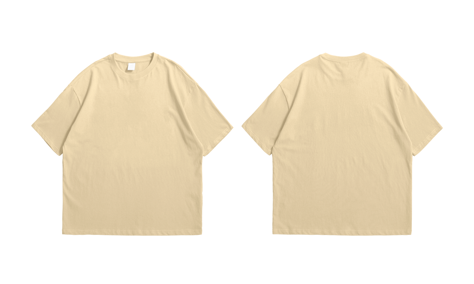 camiseta oversize natural delante y detrás fondo transparente png