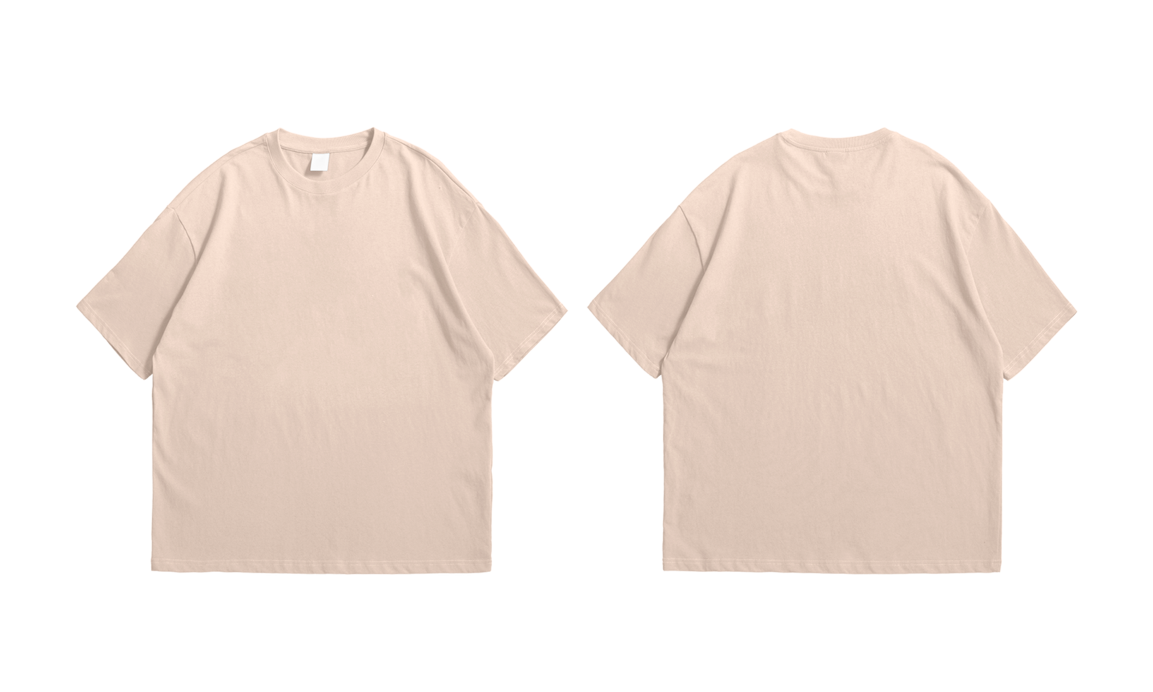 Oversize peach t-shirt front and back background transparent png