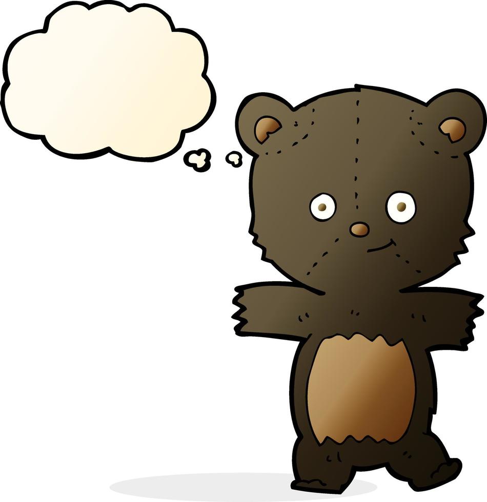 cute cartoon black bear with thought bubble vector