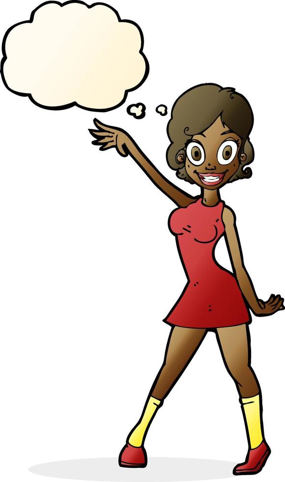 cartoon party girl with thought bubble vector
