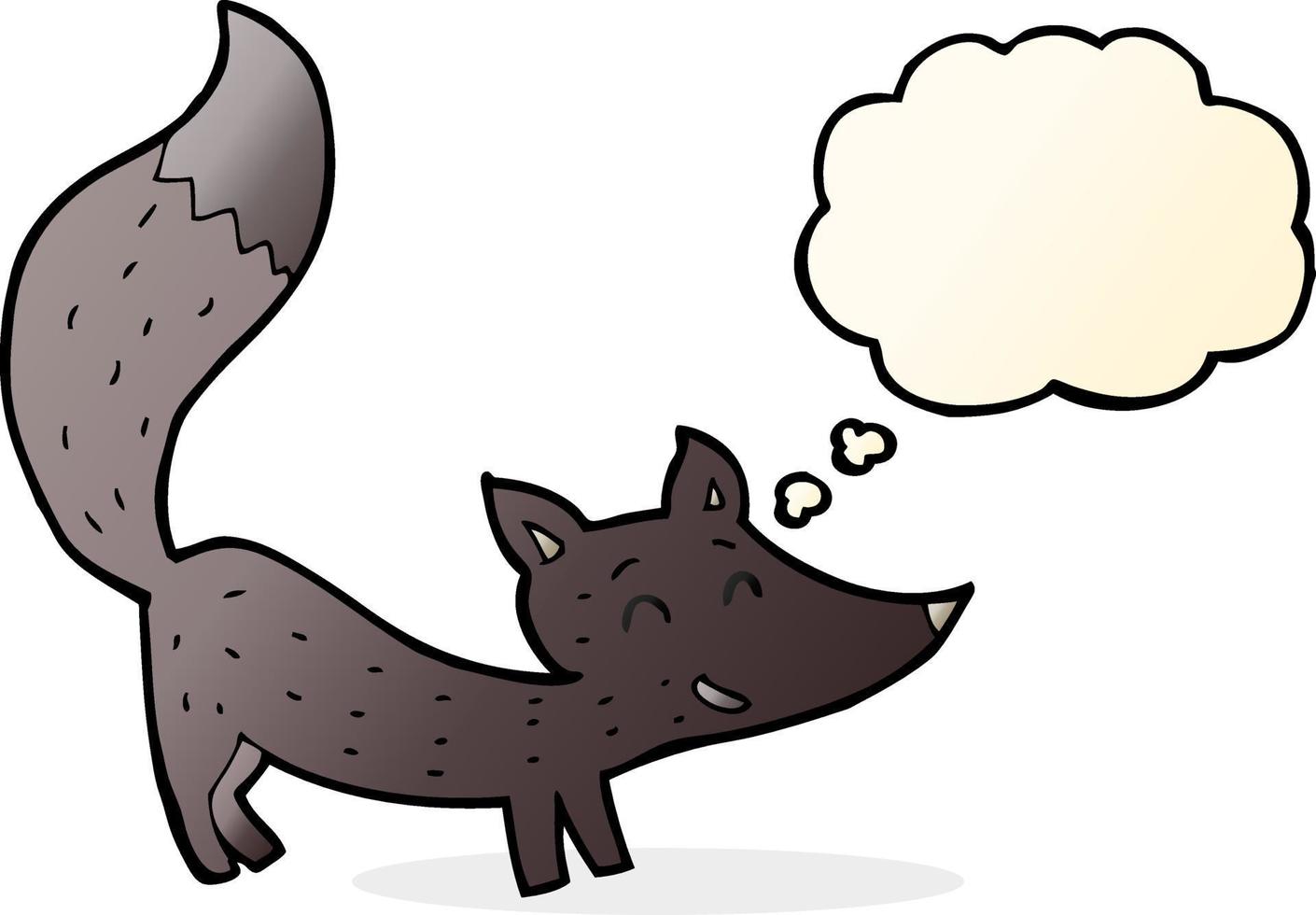 cartoon little wolf cub with thought bubble vector