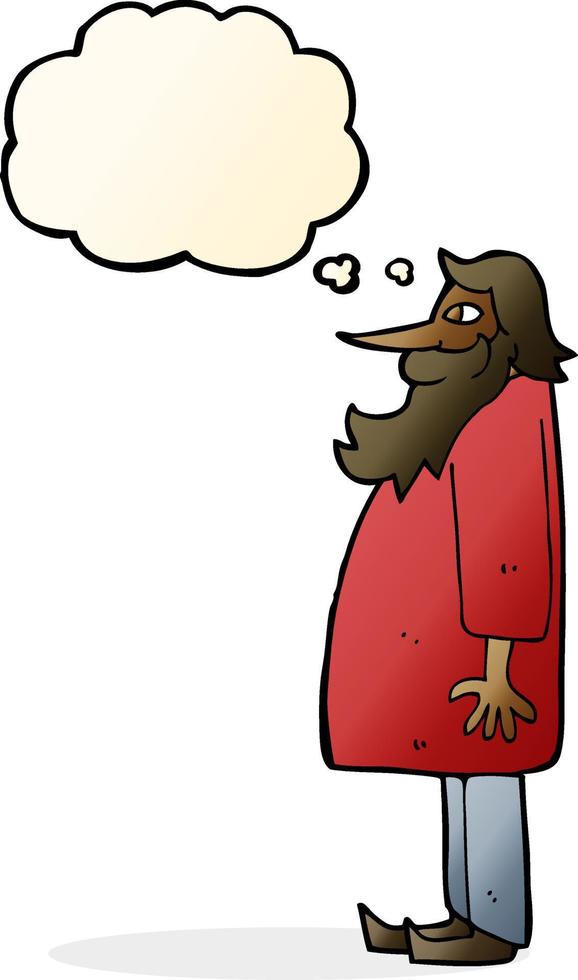 cartoon bearded old man with thought bubble vector