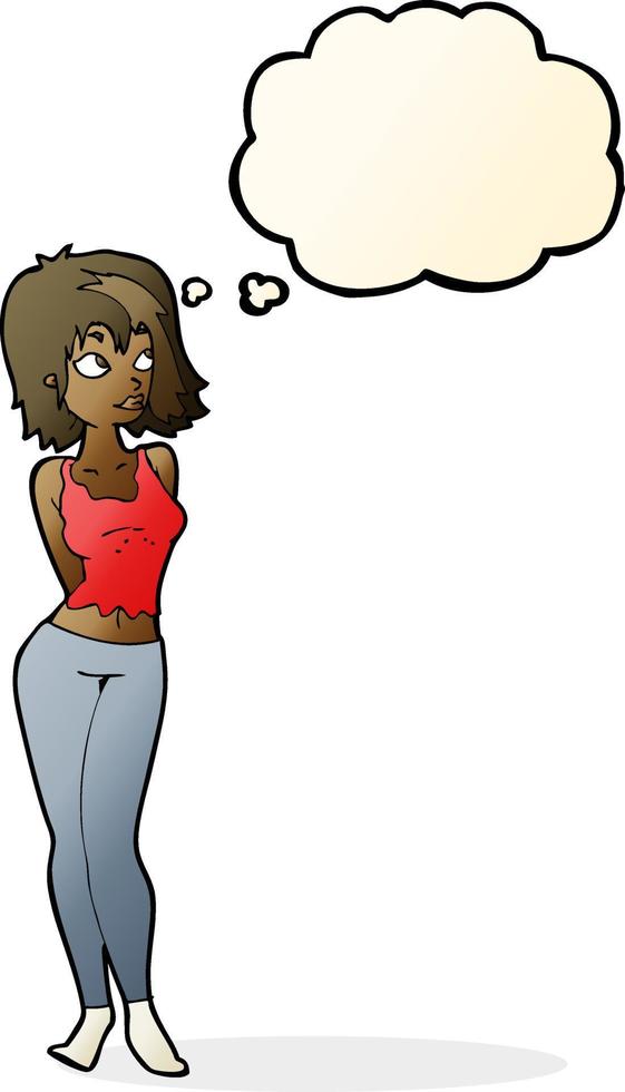 cartoon attractive girl with thought bubble vector