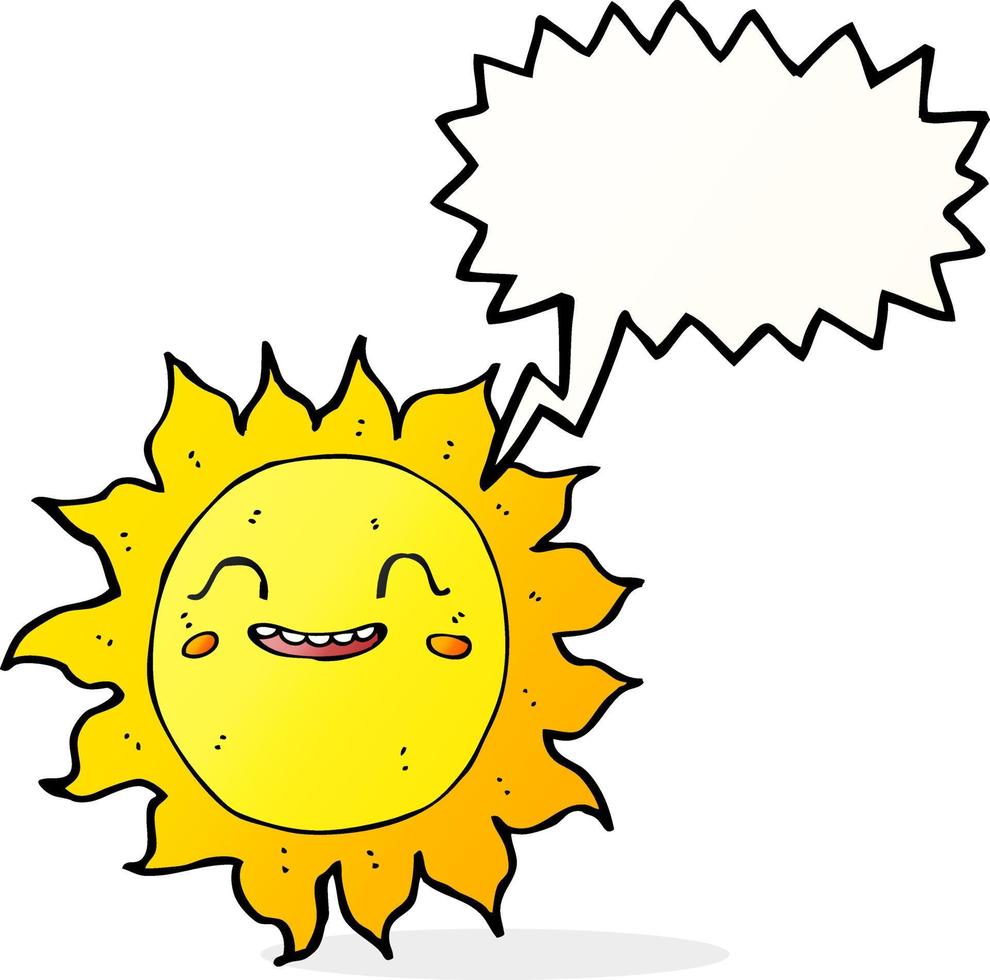 cartoon happy sun with speech bubble vector