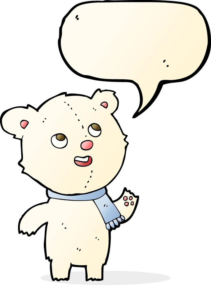 cartoon polar bear wearing scarf with speech bubble vector