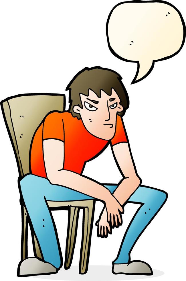 cartoon dejected man with speech bubble vector