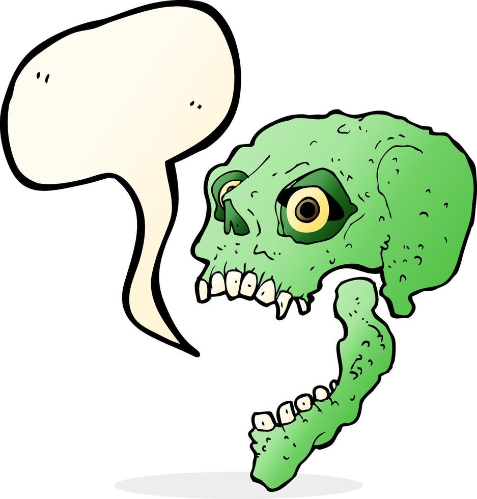 cartoon scary skull with speech bubble vector