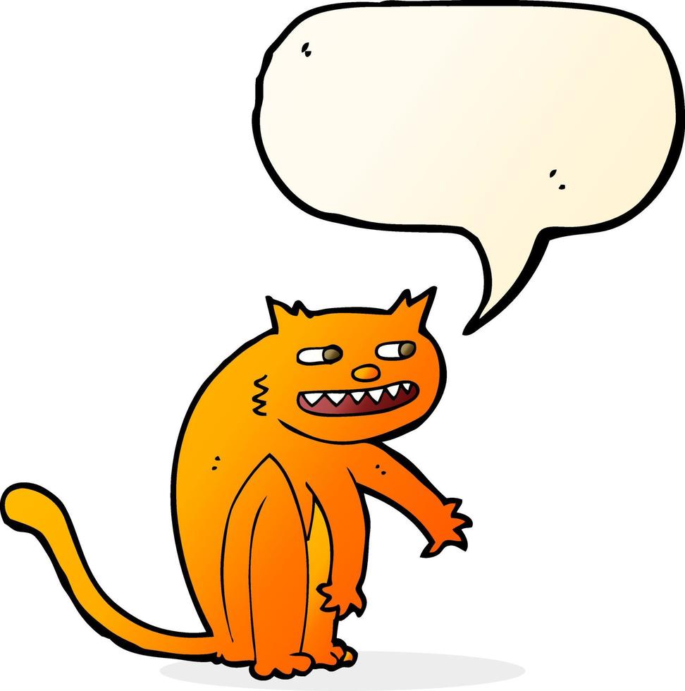 cartoon happy cat with speech bubble vector