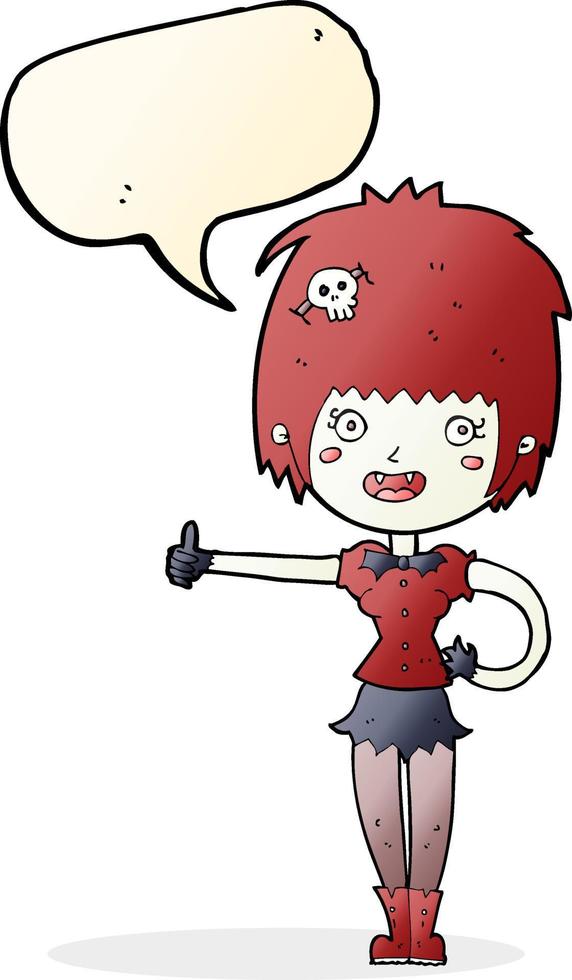 cartoon vampire girl giving thumbs up sign with speech bubble vector