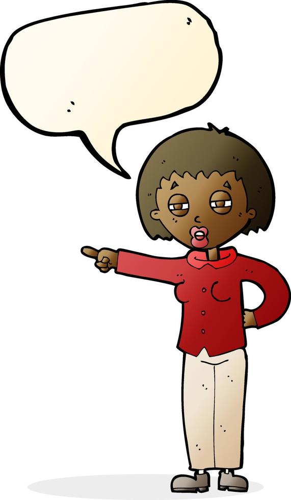 cartoon woman telling off with speech bubble vector