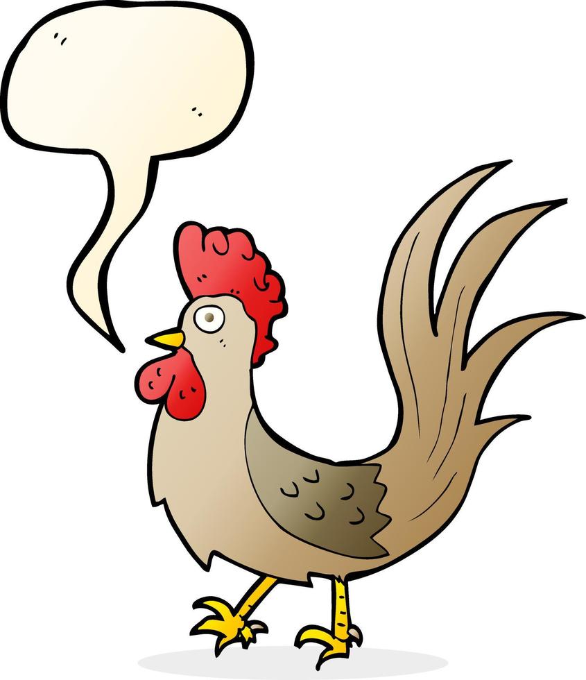 cartoon cockerel with speech bubble vector
