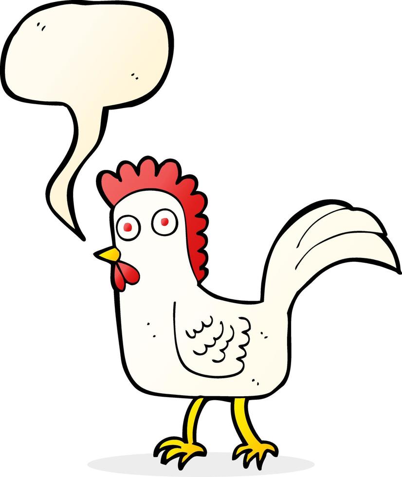 cartoon chicken with speech bubble vector