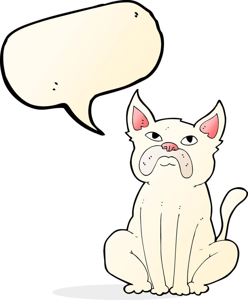 cartoon grumpy little dog with speech bubble vector