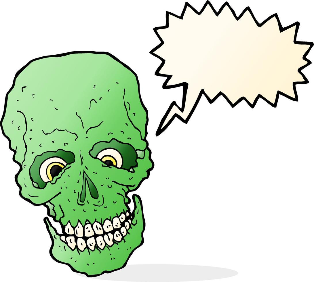 cartoon spooky skull with speech bubble vector