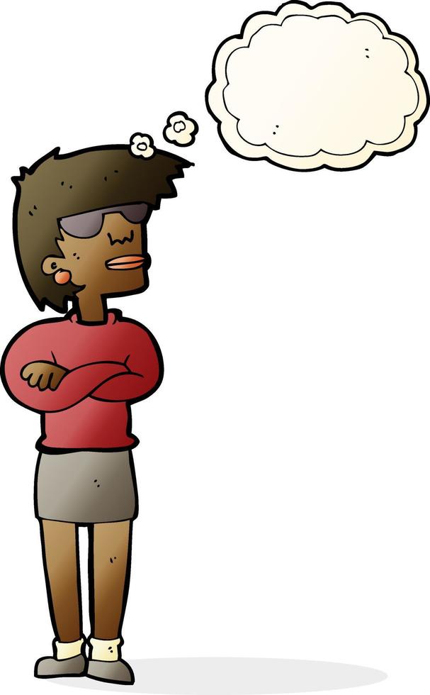cartoon annoyed woman with thought bubble vector