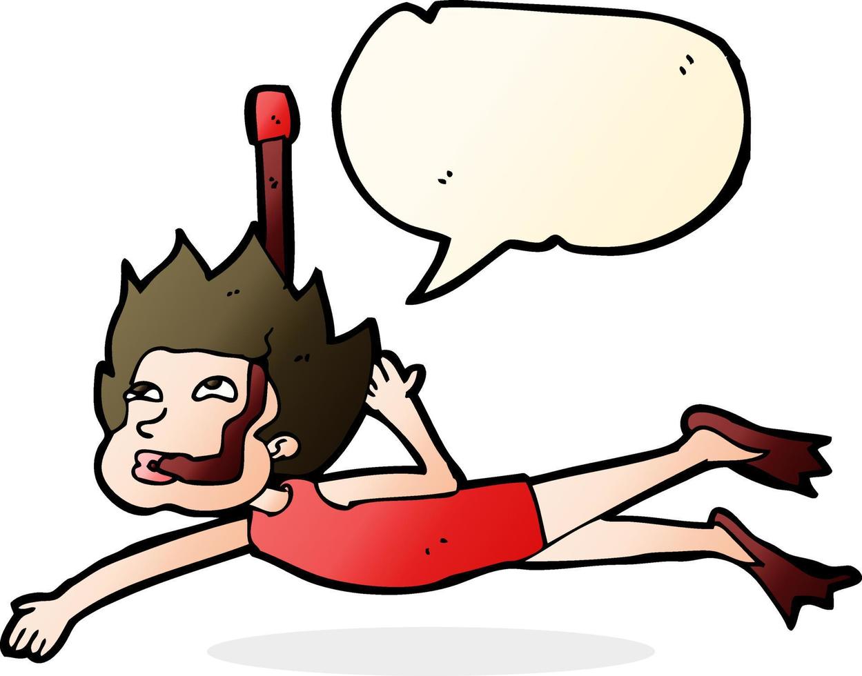 cartoon swimmer with snorkel with speech bubble vector